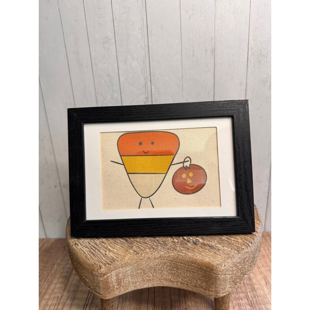 Halloween Candy Corn Picture Frame 7 x 5 Original Art West Hills Studio Artisan